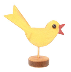 Wooden bird vintage toy decoration handmade item isolated on white background