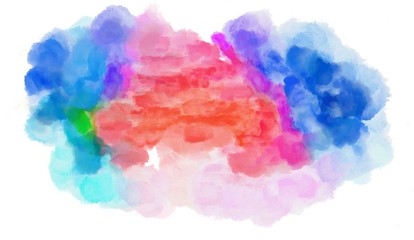 watercolor background. painting with thistle, royal blue and pastel red colors