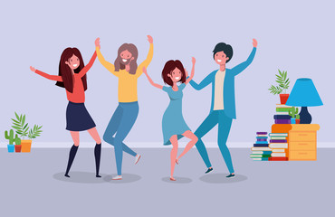 young people dancing in the livingroom