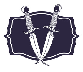 two knife drawn tattoo icon
