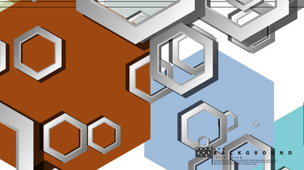 Abstract geometric background with hexagon cold color composition. Vector illustration