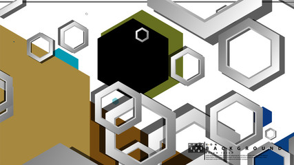 Obraz premium Abstract geometric background with hexagon cold color composition. Vector illustration