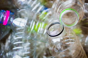 plastic bottles recycling background concept