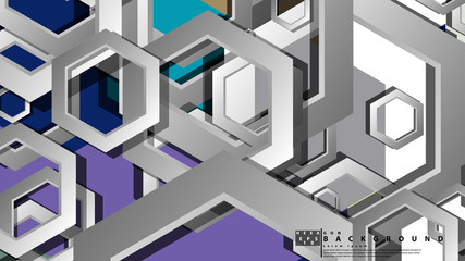 Abstract geometric background with hexagon cold color composition. Vector illustration