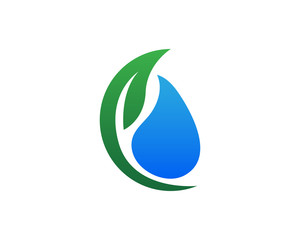 Drop water shape with tree leaf, Hydroponics Logo concept, flat design vector isolated