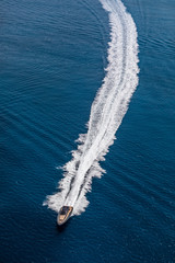 inflatable motor boat in formentera, spain