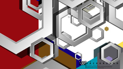 Obraz premium Abstract geometric background with hexagon cold color composition. Vector illustration