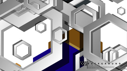 Abstract geometric background with hexagon cold color composition. Vector illustration