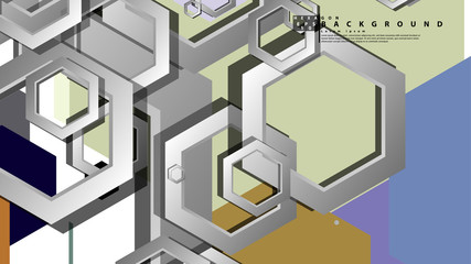 Abstract geometric background with hexagon cold color composition. Vector illustration