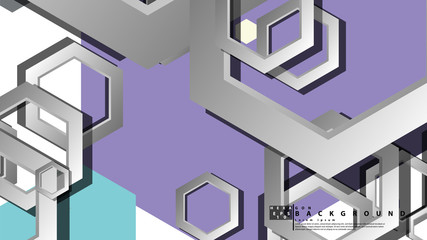 Abstract geometric background with hexagon cold color composition. Vector illustration