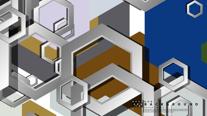 Abstract geometric background with hexagon cold color composition. Vector illustration