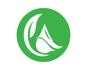 Drop water shape with tree leaf, Hydroponics Logo concept, flat design vector isolated