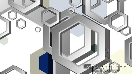 Abstract geometric background with hexagon cold color composition. Vector illustration