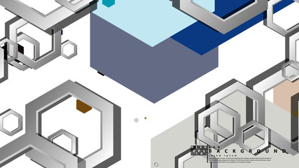 Abstract geometric background with hexagon cold color composition. Vector illustration