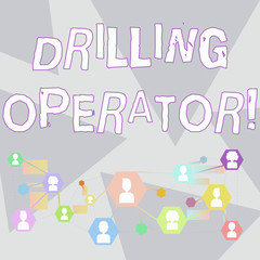 Word writing text Drilling Operator. Business photo showcasing someone that do the rigging and drilling operations Online Chat Head Icons with Avatar and Connecting Lines for Networking Idea