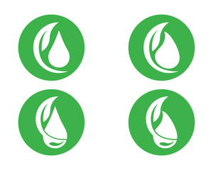 Drop water shape with tree leaf, Hydroponics Logo concept, flat design vector isolated