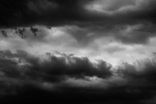Black and white storm clouds before the rain, dramatic sky