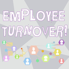 Word writing text Employee Turnover. Business photo showcasing the percentage of workers who leave an organization Online Chat Head Icons with Avatar and Connecting Lines for Networking Idea