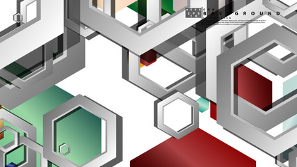 Abstract geometric background with hexagon jewels color compositions. Vector illustration