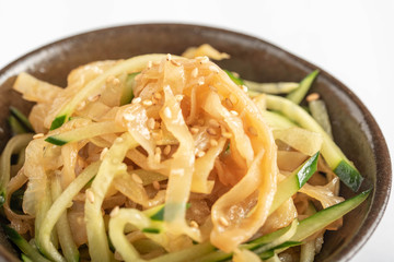 isolated chinese jelly fish marinated with cucumber