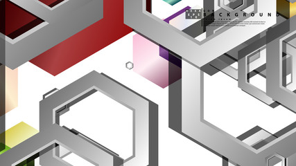 Abstract geometric background with hexagon jewels color compositions. Vector illustration