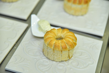 round bread with flavored butter