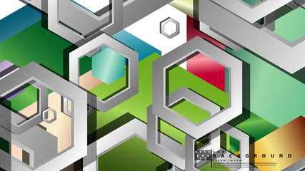 Abstract geometric background with hexagon jewels color compositions. Vector illustration