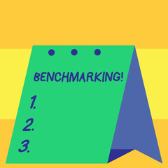 Word writing text Benchmarking. Business photo showcasing evaluate something by comparison with standard or scores