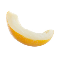 slice of yellow melon isolated on white background