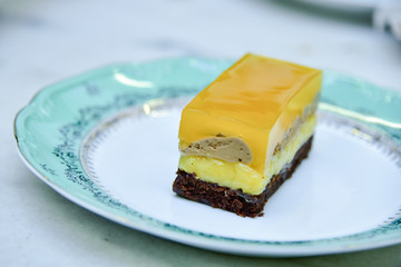 cake with cream and chocolate