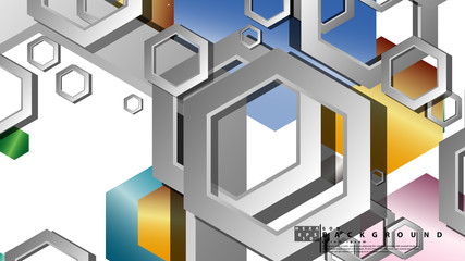 Abstract geometric background with hexagon jewels color compositions. Vector illustration