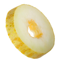 ring of yellow melon isolated on white background