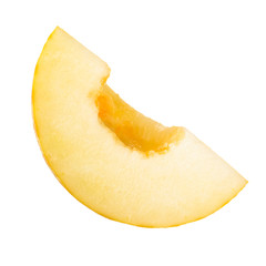 slice of yellow melon isolated on white background