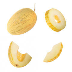 slices of melon isolated on white background