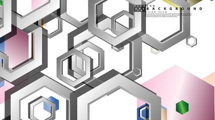 Abstract geometric background with hexagon jewels color compositions. Vector illustration