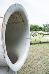 Ventilation iron shafts on top of bunkers at Samut Prakan Fort.