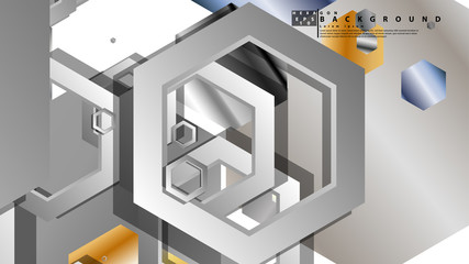 Abstract geometric background with hexagon metal color composition. Vector illustration