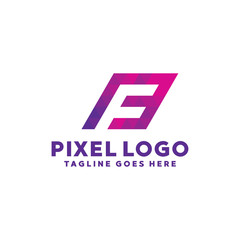 Pixel Logo For Technology Design With Colorful Style Concept. Digital Logo Company with Pixel Concept. Triangle and Geometry Symbols. Letter Icon for Business, website, Studio, Media, Internet.