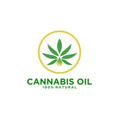 Marijuana and cannabis oil,Cbd Oil,Green Marijuana Leaves, pills and capsules. Icon product label and logo graphic template