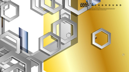 Abstract geometric background with hexagon metal color composition. Vector illustration