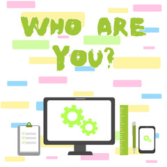 Writing note showing Who Are You question. Business concept for asking demonstrating identity or demonstratingal information
