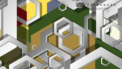 Abstract geometric background with hexagon, middle ages color composition. Vector illustration