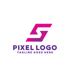 Pixel Logo For Technology Design With Colorful Style Concept. Digital Logo Company with Pixel Concept. Triangle and Geometry Symbols. Letter Icon for Business, website, Studio, Media, Internet.