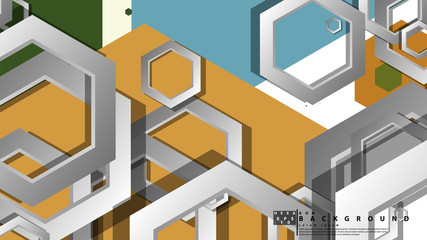 Abstract geometric background with hexagon, middle ages color composition. Vector illustration