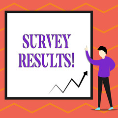 Writing note showing Survey Results. Business concept for result of activity that collects or acquires statistical data