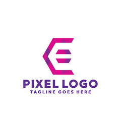 Pixel Logo For Technology Design With Colorful Style Concept. Digital Logo Company with Pixel Concept. Triangle and Geometry Symbols. Letter Icon for Business, website, Studio, Media, Internet.