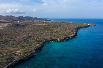 Aerial view over Watamula on the western side of  Curaçao/Caribbean /Dutch Antilles