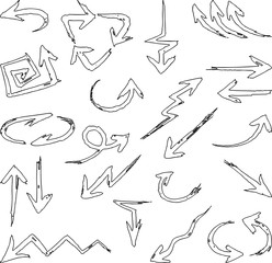 Vector image of a set of different outlines arrows