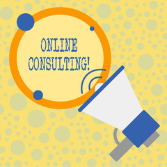 Text sign showing Online Consulting. Business photo text get information or advice from a demonstrating through internet