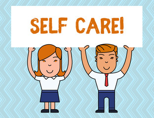 Writing note showing Self Care. Business concept for practice of taking action to preserve or improve ones own health
